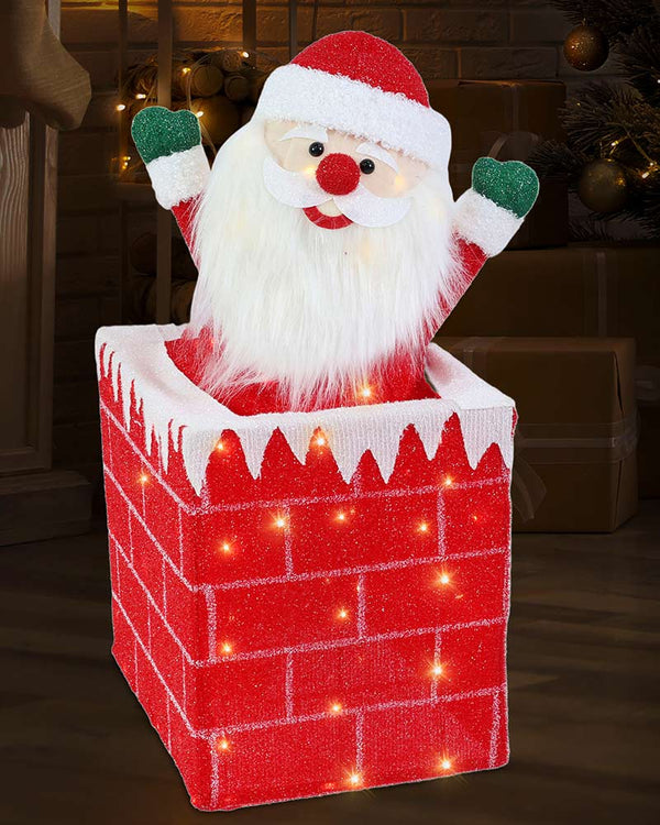 LED Moving Santa In Chimney Christmas Decoration 75cm