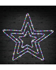Multi-Coloured 3 in 1 Flashing Star LED Christmas Ropelight 80cm