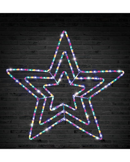 Multi-Coloured 3 in 1 Flashing Star LED Christmas Ropelight 80cm