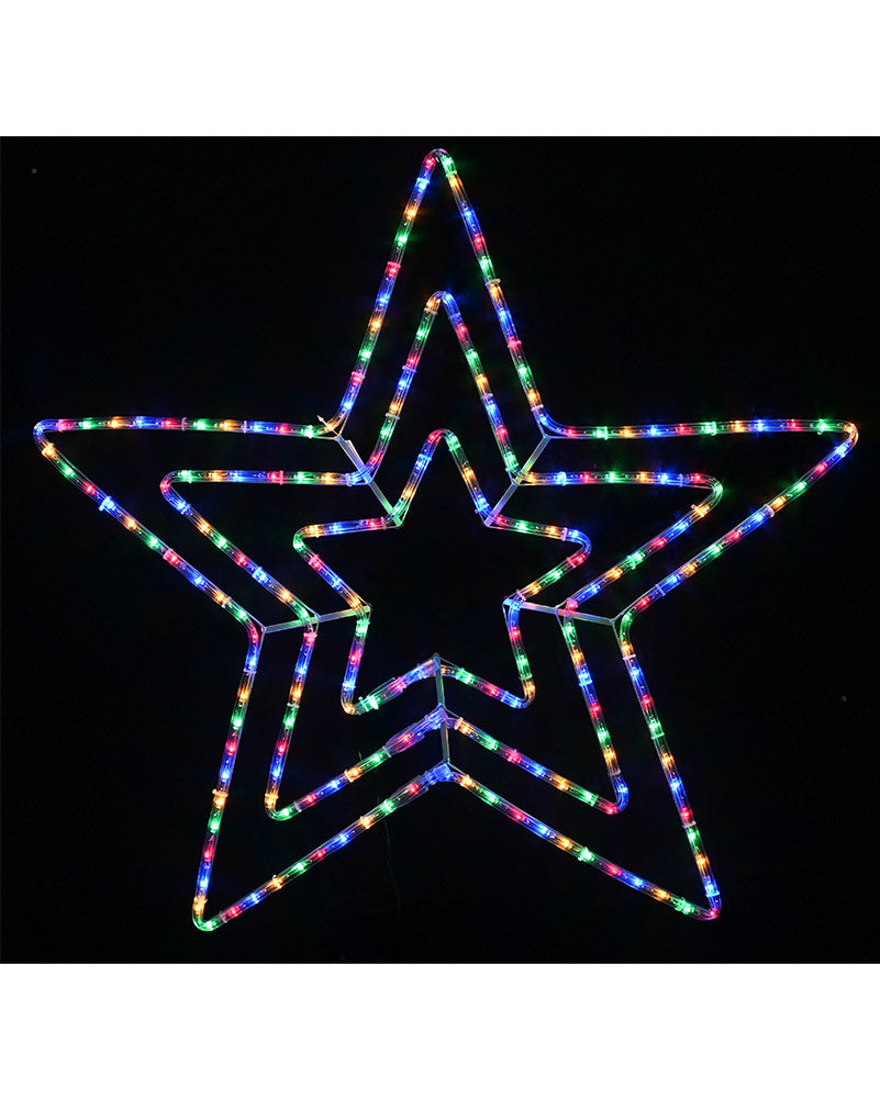 Multi-Coloured 3 in 1 Flashing Star LED Christmas Ropelight 80cm