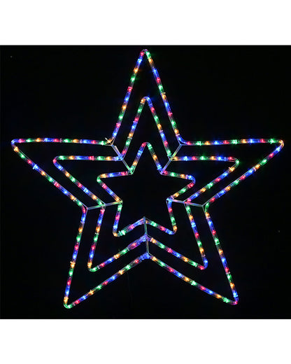 Multi-Coloured 3 in 1 Flashing Star LED Christmas Ropelight 80cm