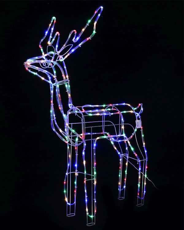 Multi-Coloured Standing Reindeer Tubelight LED Christmas Light 1.1m
