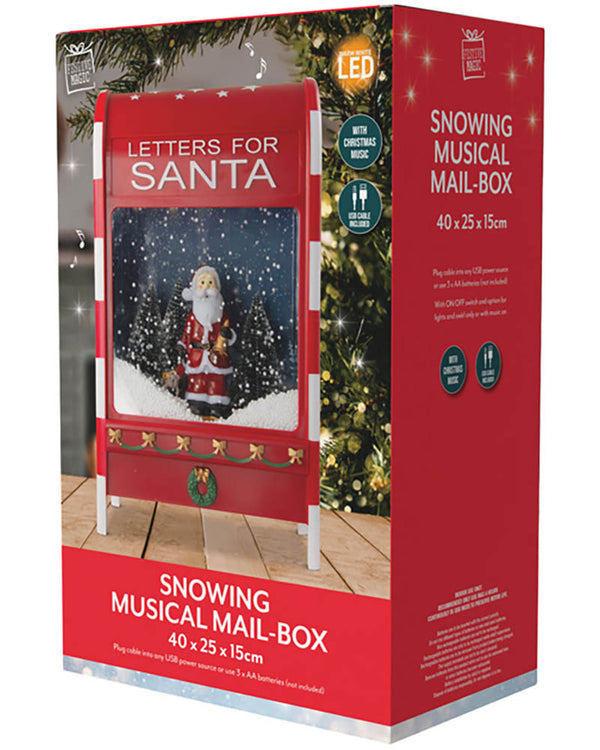 LED Musical Santa Letter Box Christmas Decoration 40cm