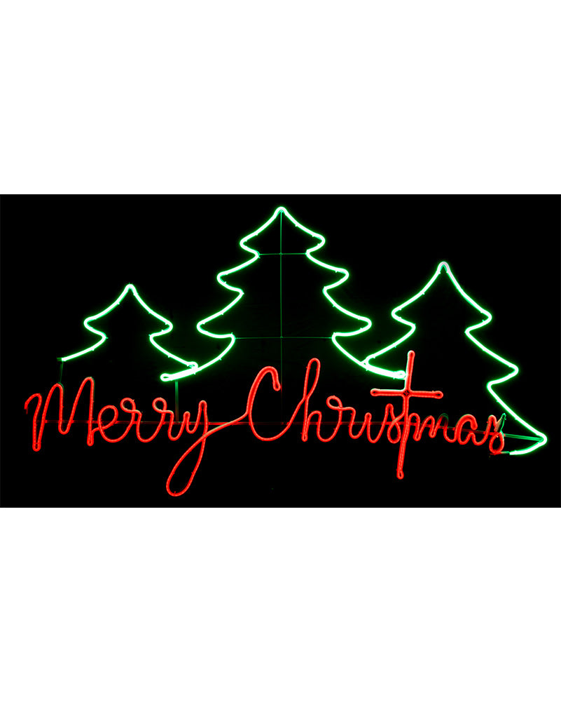 Merry Christmas Trees Flexi Flashing Neon LED Christmas Ropelight 1.6m