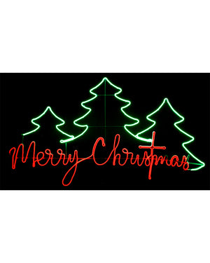 Merry Christmas Trees Flexi Flashing Neon LED Christmas Ropelight 1.6m