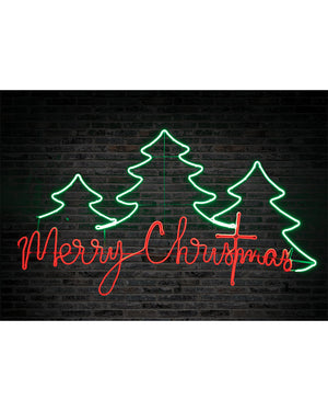Merry Christmas Trees Flexi Flashing Neon LED Christmas Ropelight 1.6m