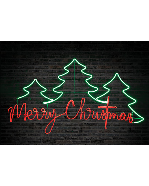 Merry Christmas Trees Flexi Flashing Neon LED Christmas Ropelight 1.6m