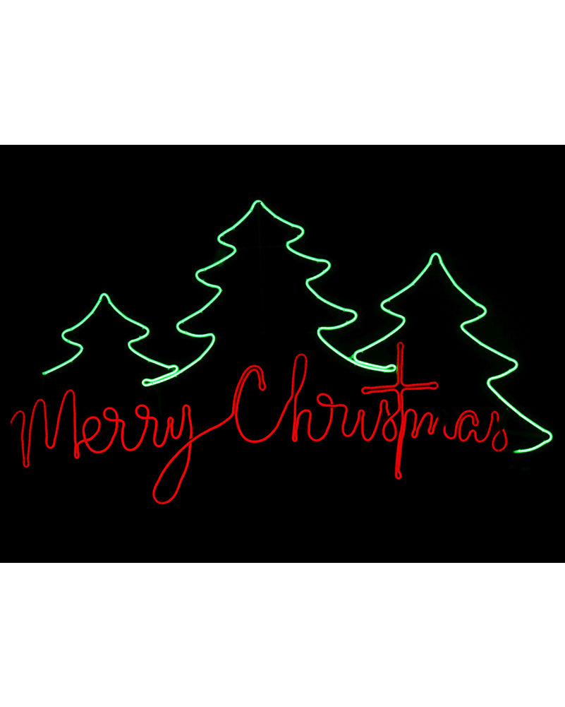 Merry Christmas Trees Flexi Flashing Neon LED Christmas Ropelight 1.6m