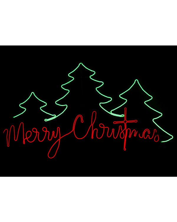 Merry Christmas Trees Flexi Flashing Neon LED Christmas Ropelight 1.6m