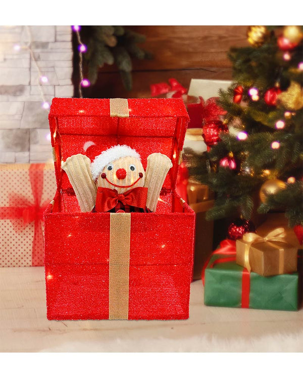 LED Pop Up Gingerbread In Present Christmas Decoration 30cm