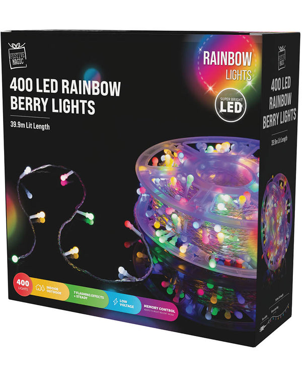 Rainbow Berry Lights 400 Piece LED Christmas Lights on Reel