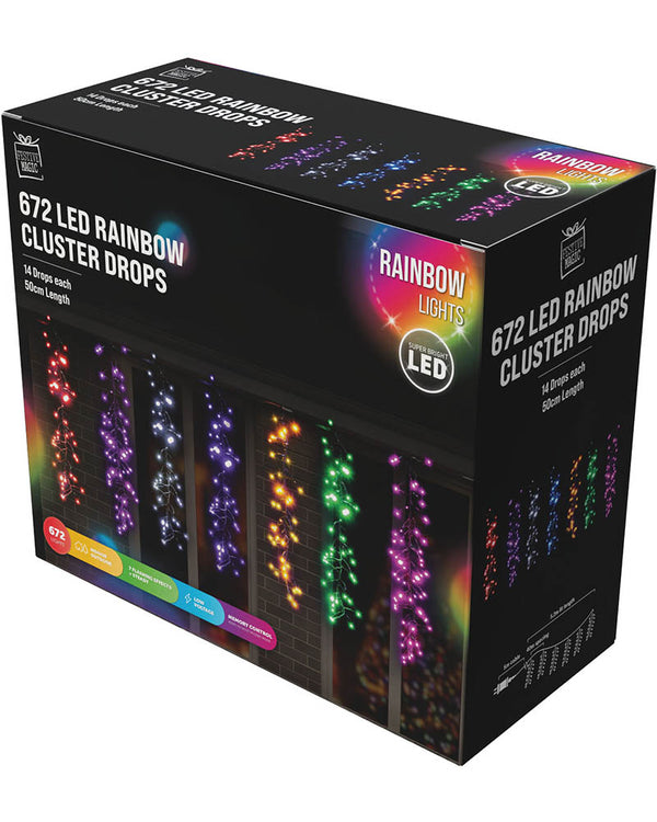Rainbow Cluster Drops 672 Piece LED Christmas Lights 5.2m