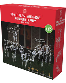 Animated Reindeer Family with Flashing LED Christmas Lights