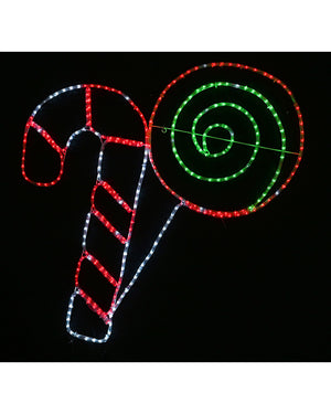 Candy Cane and Lollipop Twinkling LED Christmas Ropelight 1m