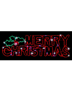 Merry Christmas with Holly LED Christmas Ropelight 1.5m
