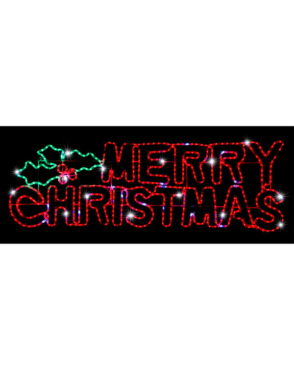Merry Christmas with Holly LED Christmas Ropelight 1.5m