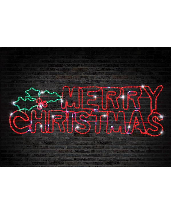 Merry Christmas with Holly LED Christmas Ropelight 1.5m