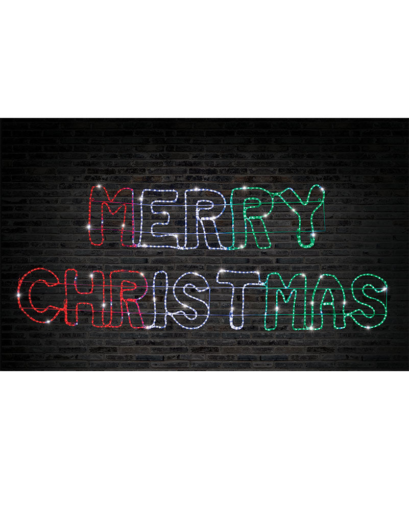 Merry Christmas Red Green and White LED Christmas Ropelight 2.7m