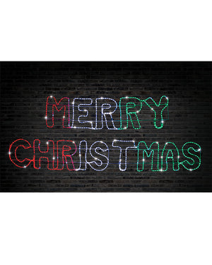 Merry Christmas Red Green and White LED Christmas Ropelight 2.7m