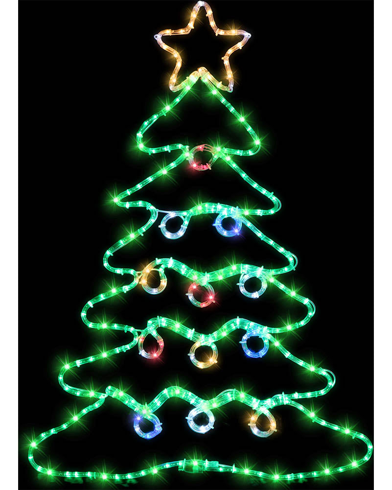 Twinkling Ropelight Tree with Baubles LED Christmas Lights 99cm