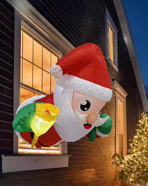 LED Santa With Bell Inflatable Christmas Window Decoration 1.2m