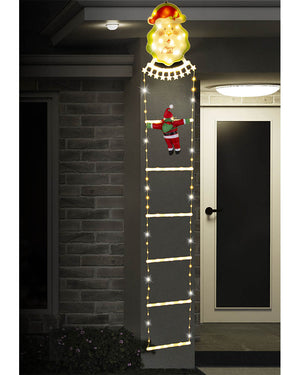 Starry Christmas LED Ladder with Santa Topper 1.8m