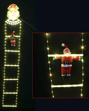 Starry Christmas LED Ladder with Santa Topper 1.8m