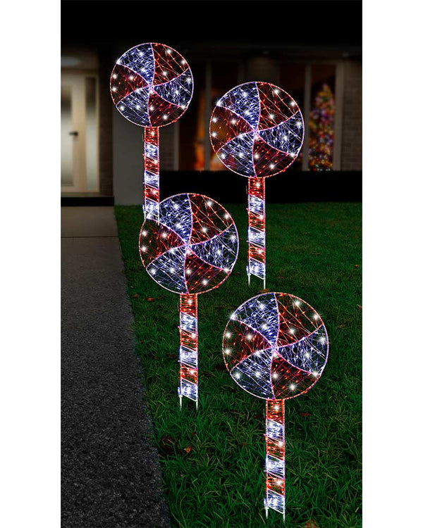 Starry Wire Lollipop LED Christmas Path Lights 60cm Pack Of 4