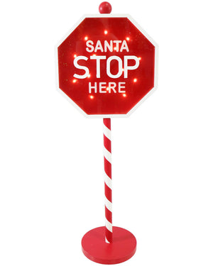 Christmas LED Santa Stop Here Sign 1m