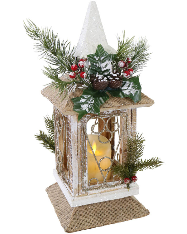 LED Snowy Table Lantern Christmas Decoration 36cm