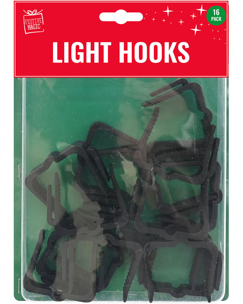 Assorted Light Hooks Black or White Pack of 16