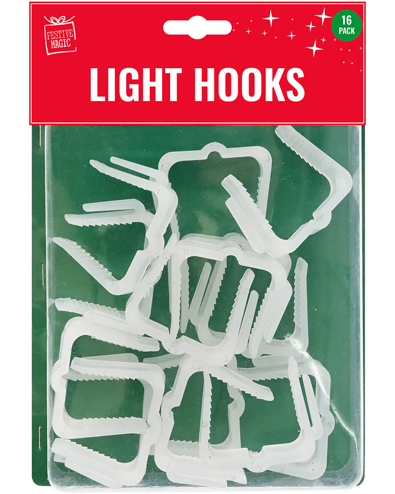 Assorted Light Hooks Black or White Pack of 16