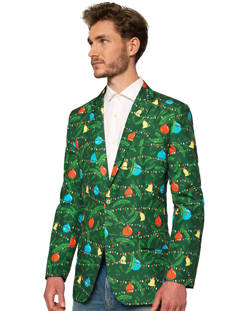 Light Up Green Christmas Tree Mens Suitmeister Jacket