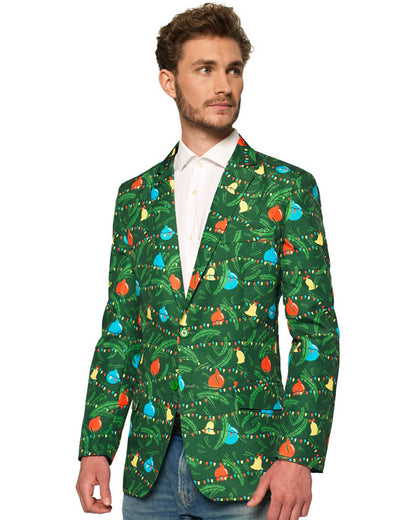 Light Up Green Christmas Tree Mens Suitmeister Jacket