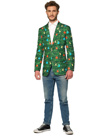 Light Up Green Christmas Tree Mens Suitmeister Jacket