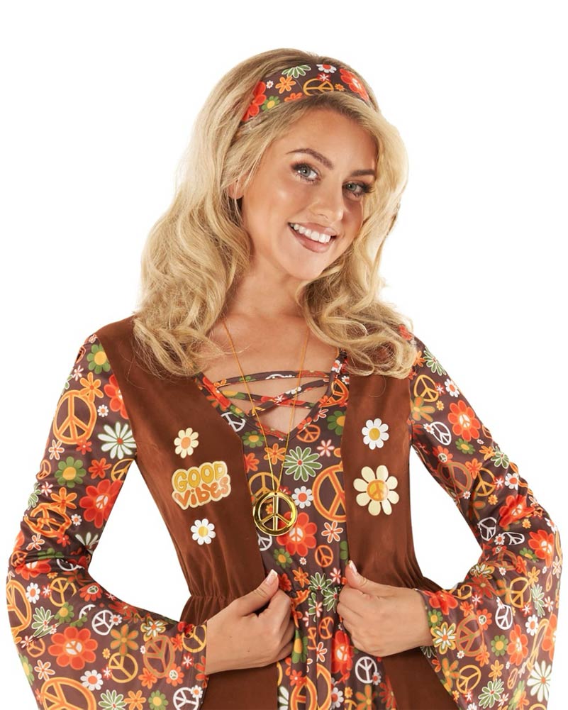 60s Long Hippie Dress Womens Costume
