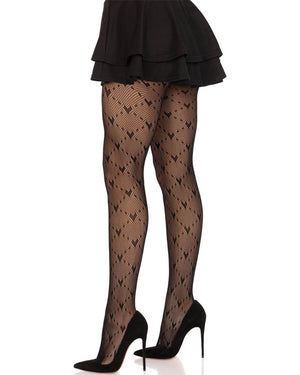 Love Struck Heart Black Net Stockings