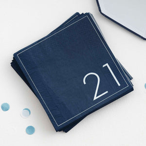 Mix it Up Navy 21st Birthday Milestone Paper Napkins
