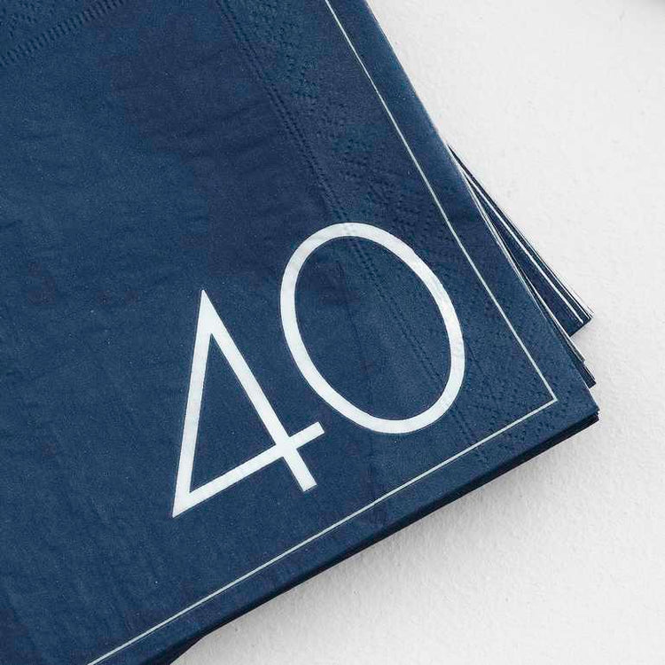 Mix it Up Navy 40th Birthday Milestone Paper Napkins