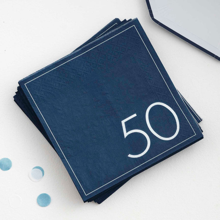 Mix it Up Navy 50th Birthday Milestone Paper Napkins