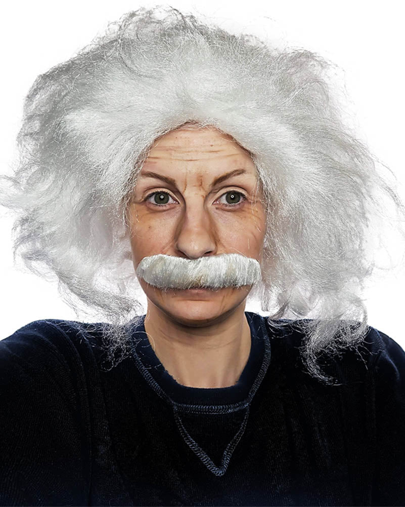 Mad Scientist Deluxe White Wig and Mo Set