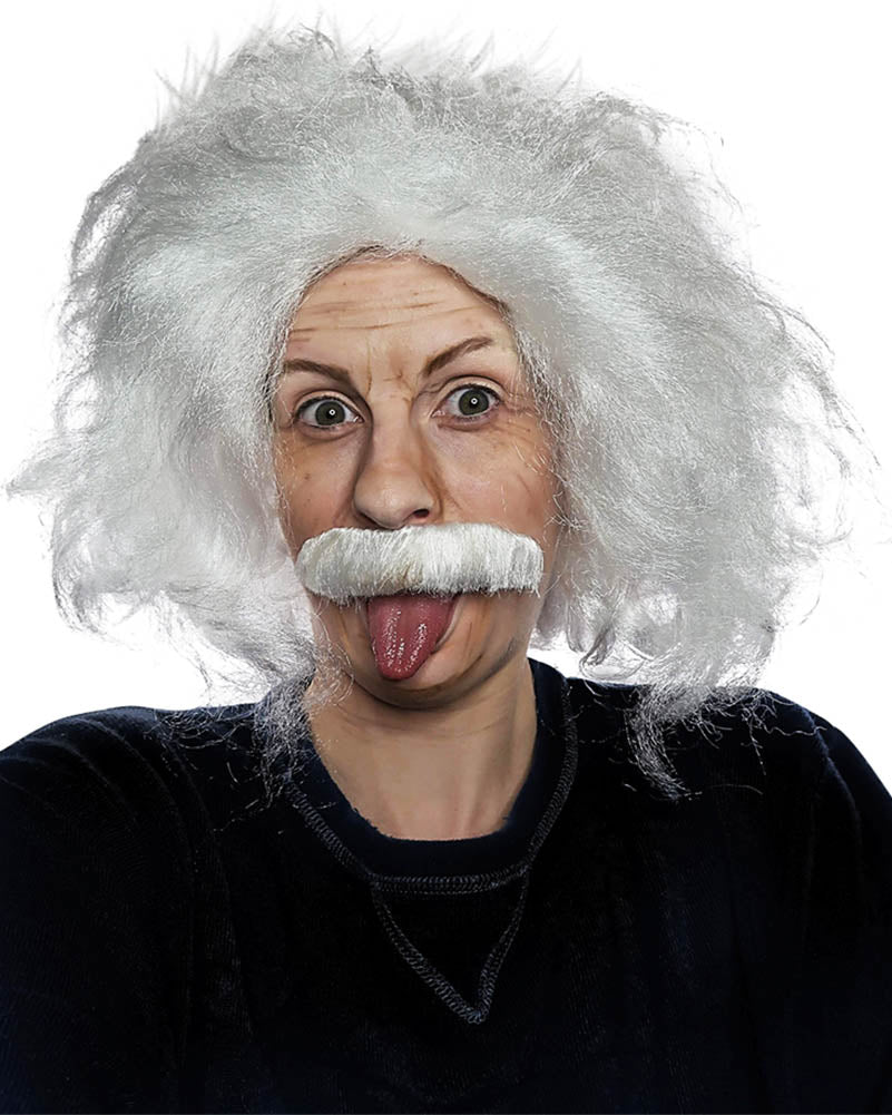 Mad Scientist Deluxe White Wig and Mo Set