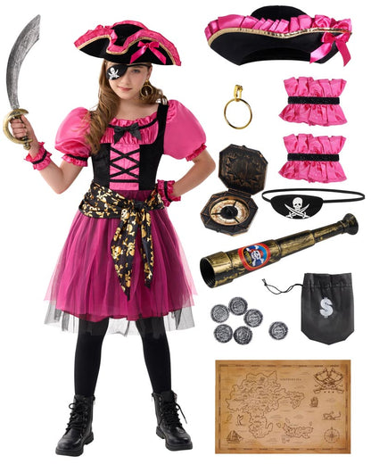 Magenta Pirate Girls Costume