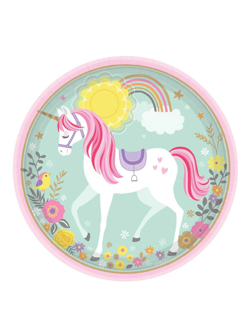 Assiettes En Papier Licorne 23 Cm - Lot Pour Fête Anniversaire Enfant - Design Coloré Et Fun
