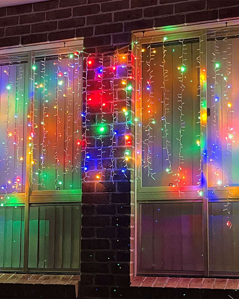 Manic Multicoloured Twinkling Christmas Curtain Lights 3.5m