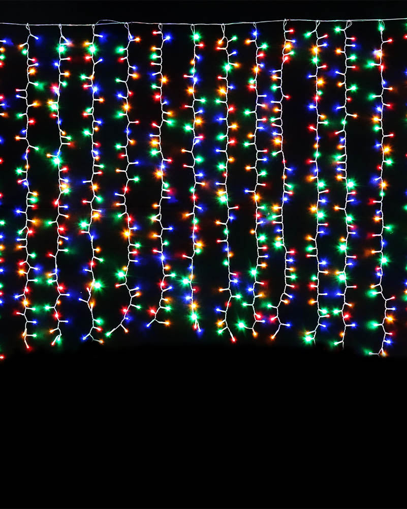 Manic Multicoloured Twinkling Christmas Curtain Lights 3.5m