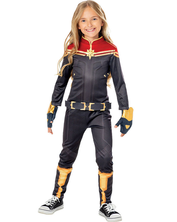 Costume Ufficiale Capitan Marvel Per Bambine Rubie's - Taglia M (126-136 Cm) - Tuta, Maschera, Cintura E Copriscarpe