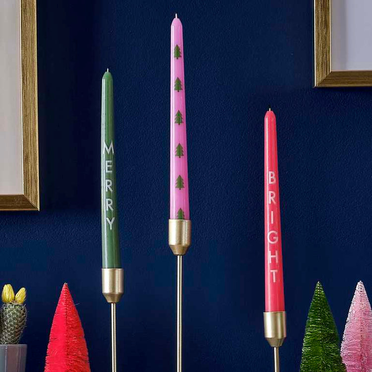Merry & Bright Christmas Dinner Candles Pack of 3