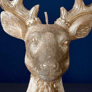 Merry & Bright Christmas Gold Stag Candle