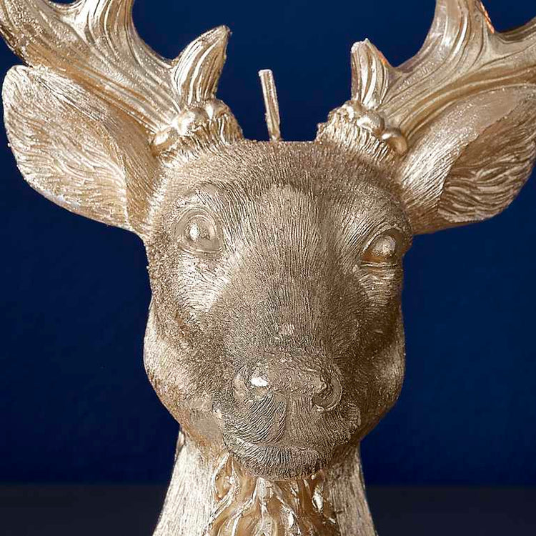 Merry & Bright Christmas Gold Stag Candle